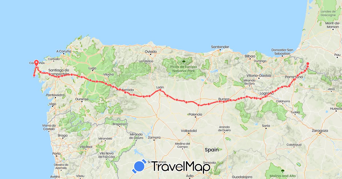 TravelMap itinerary: hiking